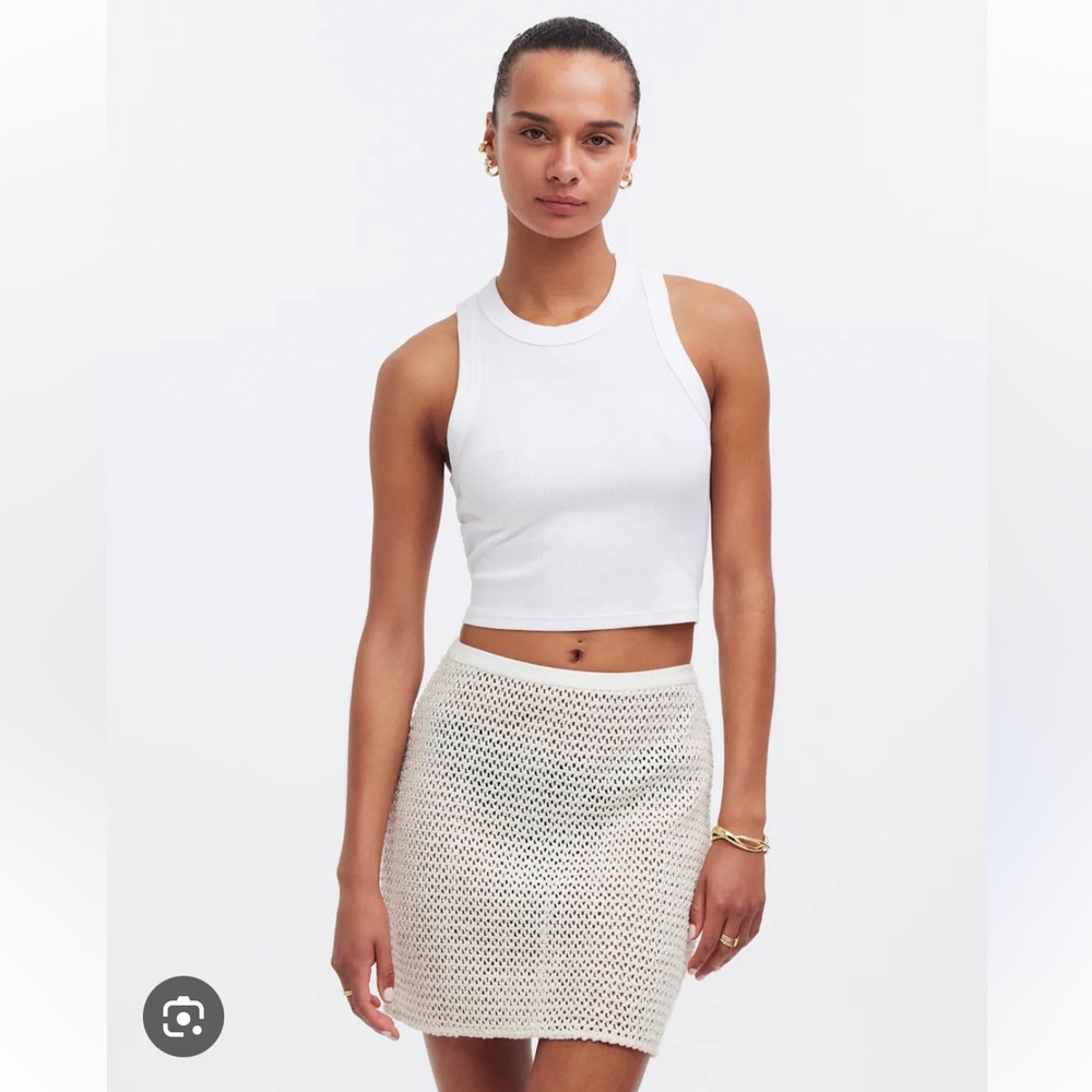 Madewell Cream Crochet Swim Coverup Skirt